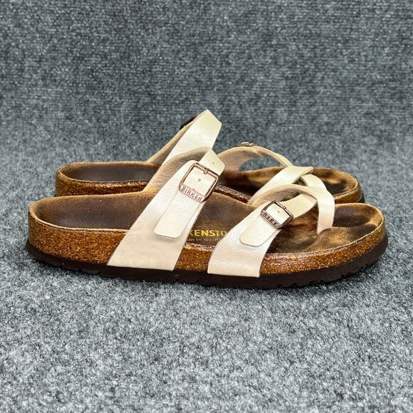 Birkenstock Mayari Sandals Womens Size 7 Cream Birko-Flor Buckle Strap Flip Flop - Picture 1 of 12